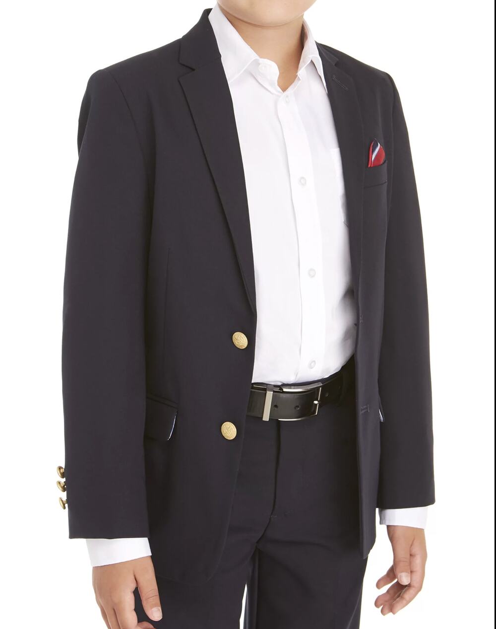 IZOD Boys 12R Navy Wool Blend Blazer Gold Crest Buttons Preppy